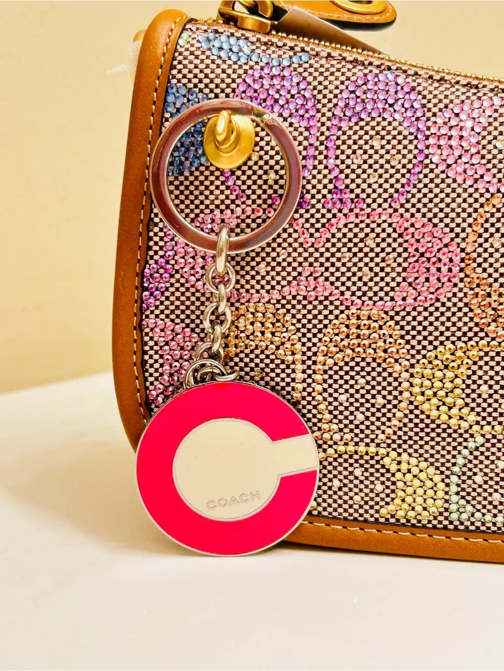 RARE Coach Y2K Pink C Charm Keychain/ Bag Charm